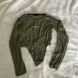 Olive green alphalete crop top